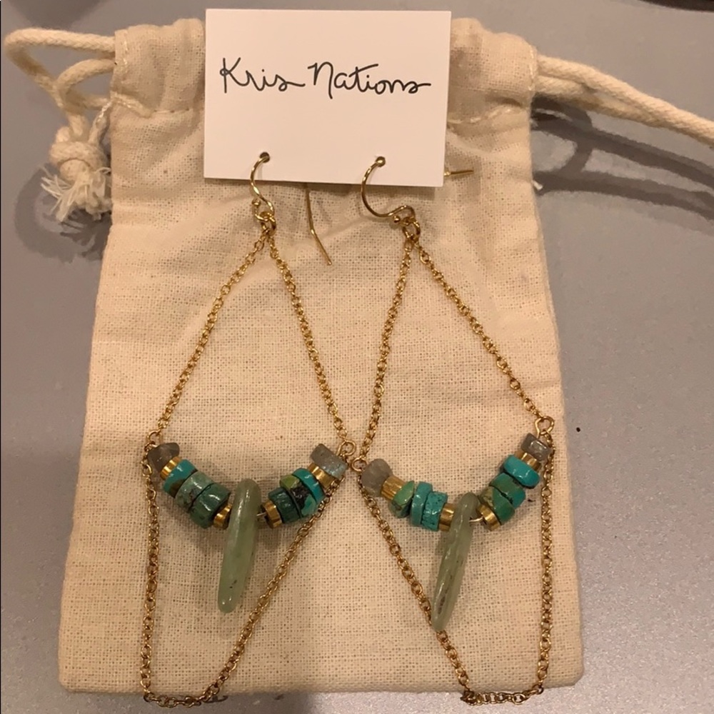 Brand new Kris Nations natural stone earrings